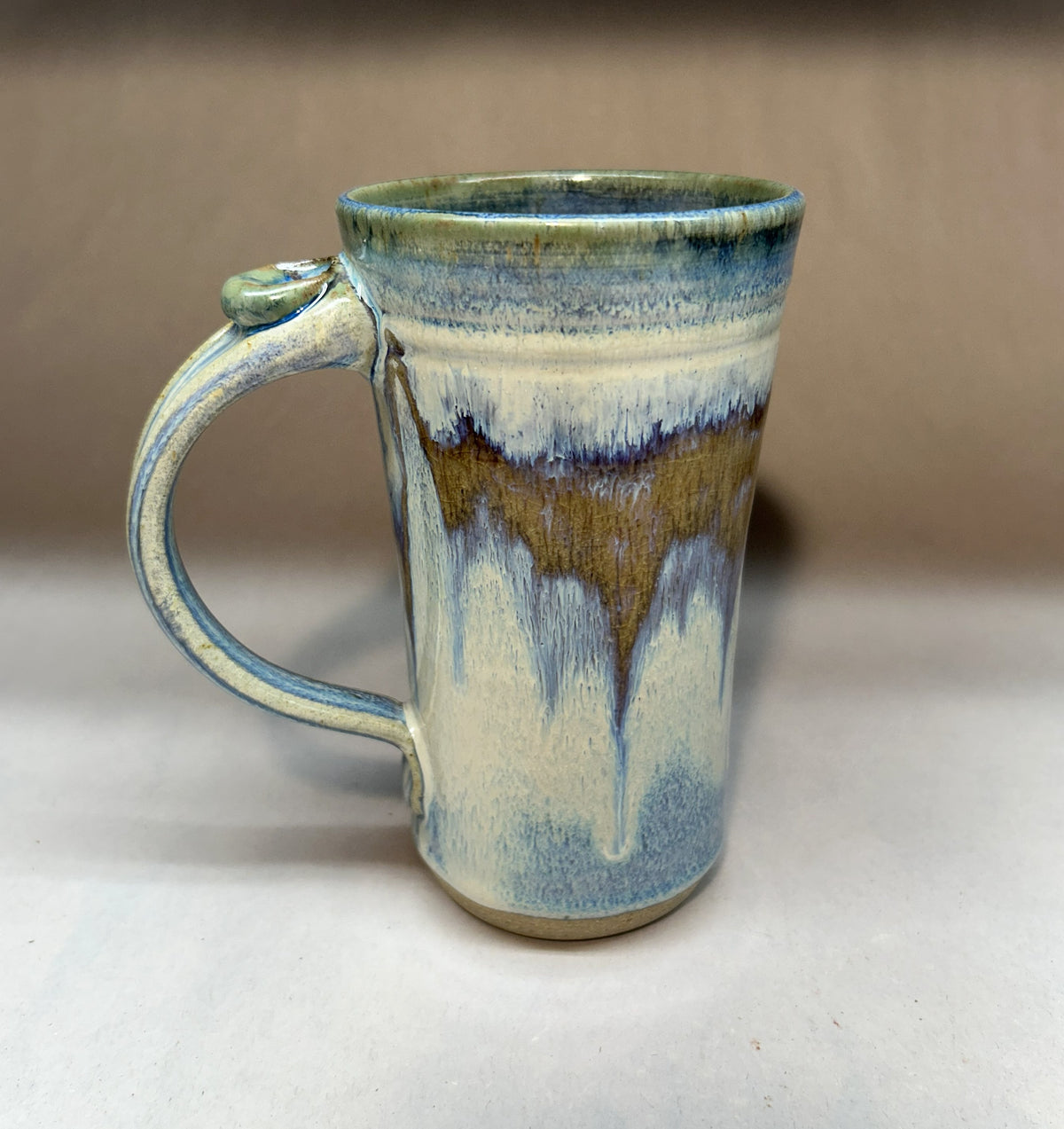 Tall Handmade Pottery Mug – Electric Blue Glaze