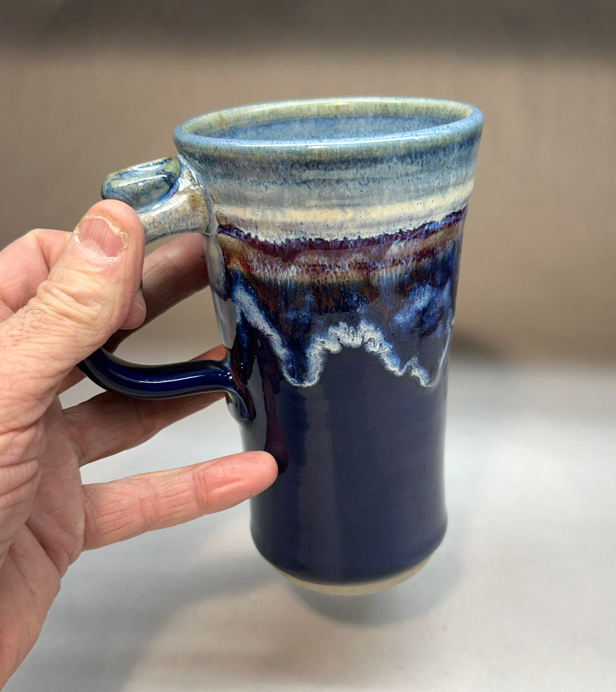Handmade Pottery Car Mug – Cup Holder Friendly Travel Mug