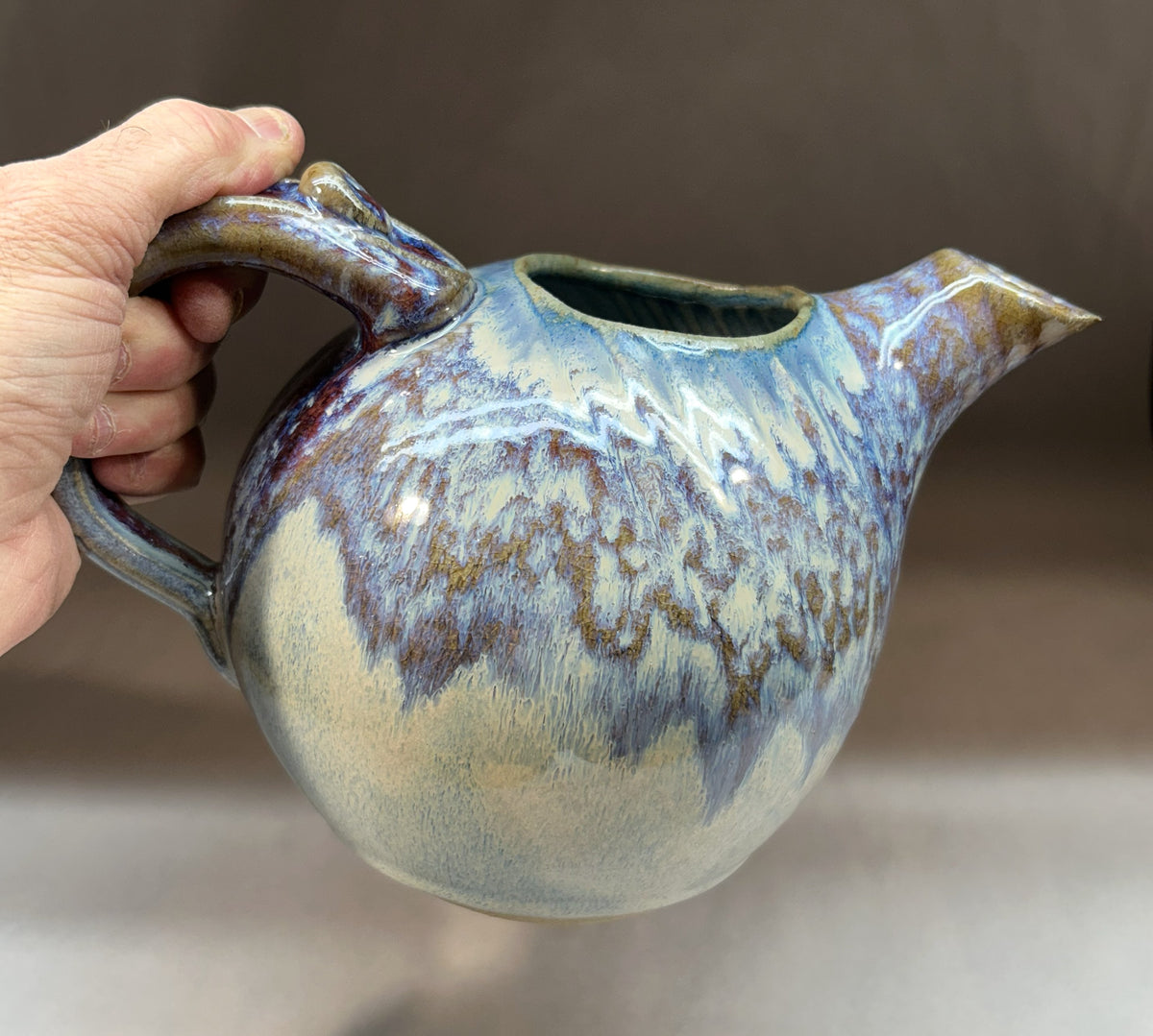 Handmade Pottery Water Pitcher - Electric Blue Glaze