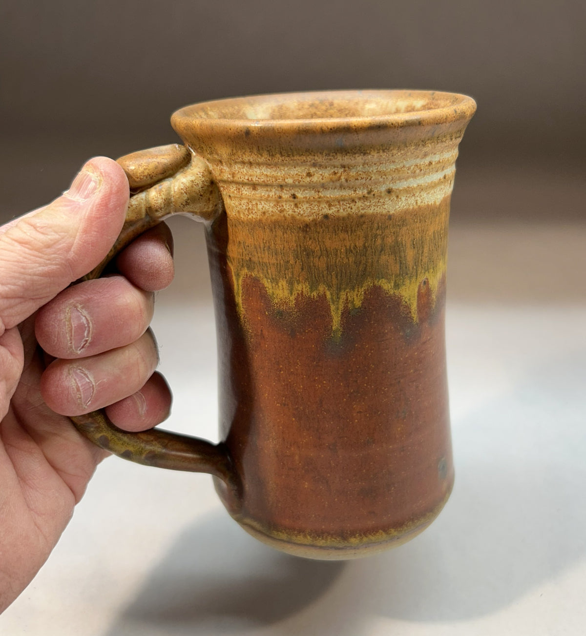 Handmade Pottery Mug with Shanner red Glaze - 20oz