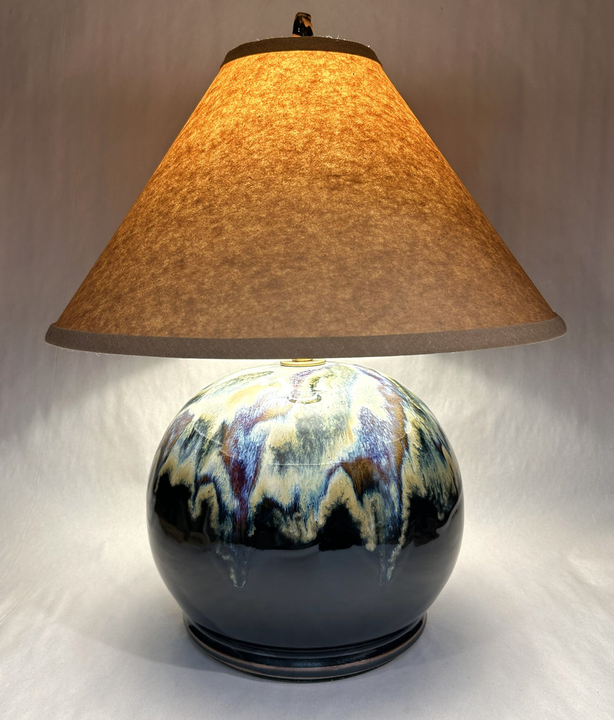 Handmade Pottery Table Lamp with Everything Glaze & Handmade Pottery Finial | One-of-a-Kind Artisan Ceramic Lamp | Rustic Farmhouse Home Décor