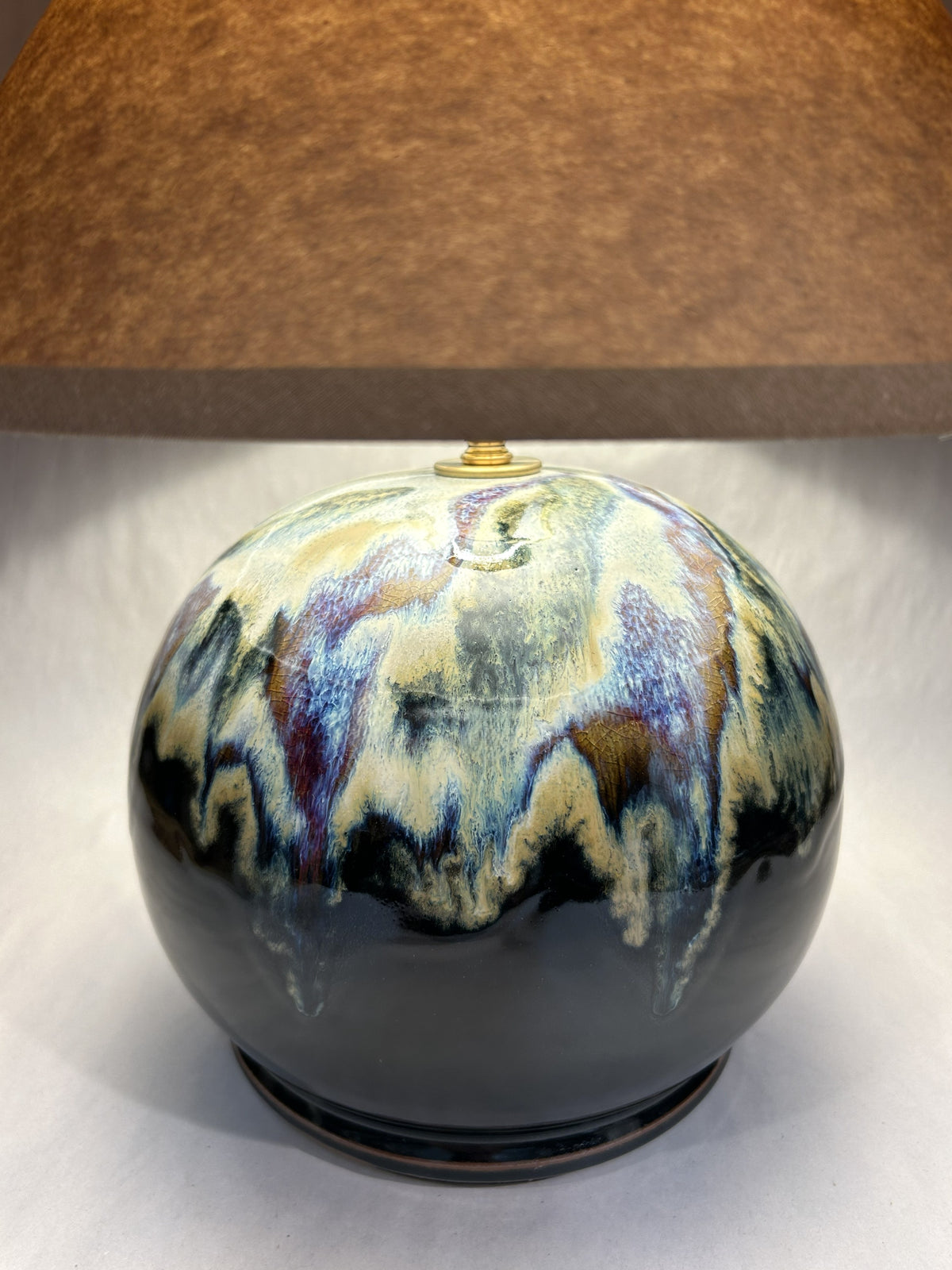 Handmade Pottery Table Lamp with Everything Glaze & Handmade Pottery Finial | One-of-a-Kind Artisan Ceramic Lamp | Rustic Farmhouse Home Décor