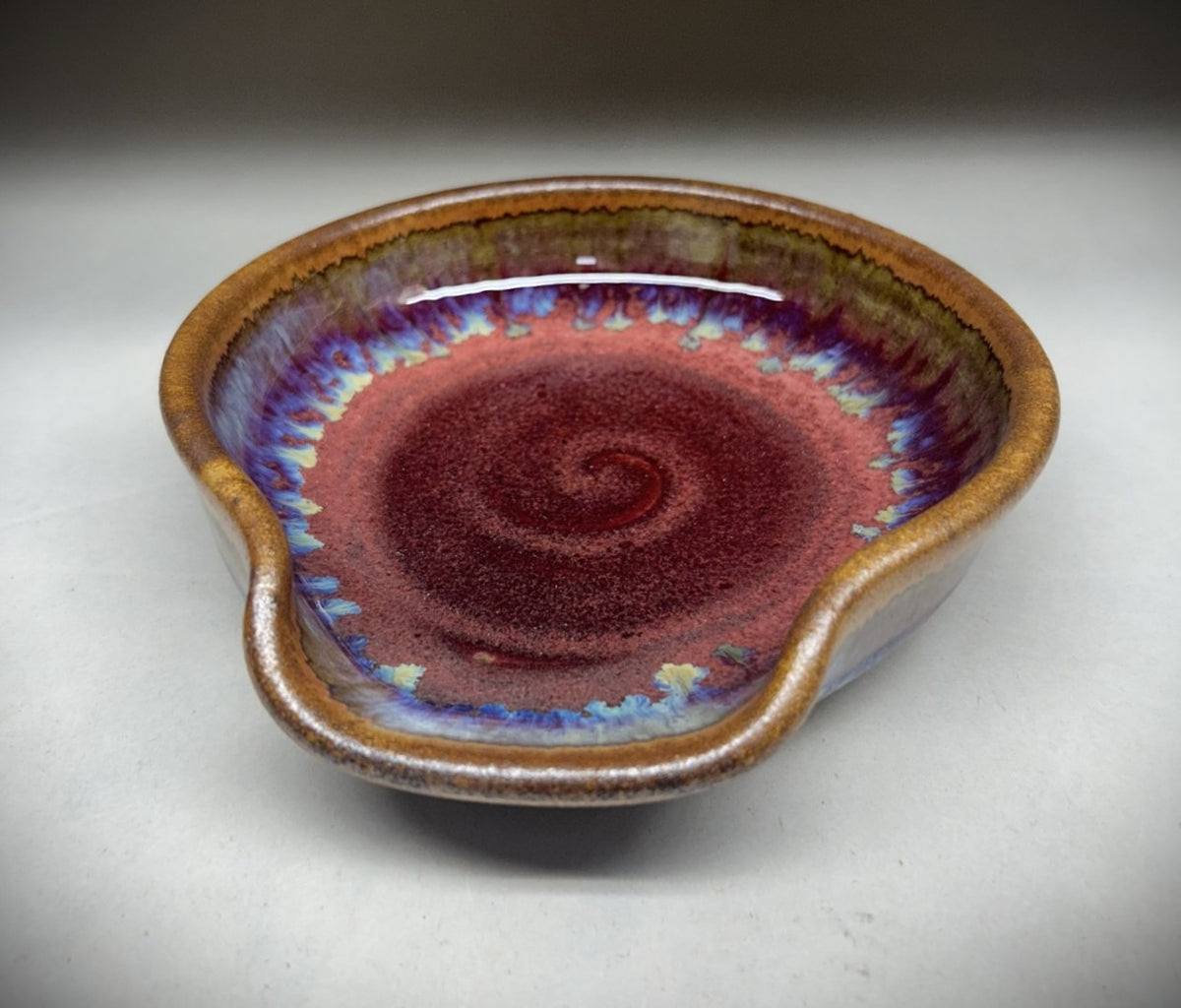 Pottery Spoon Rest - Copper Red Glaze