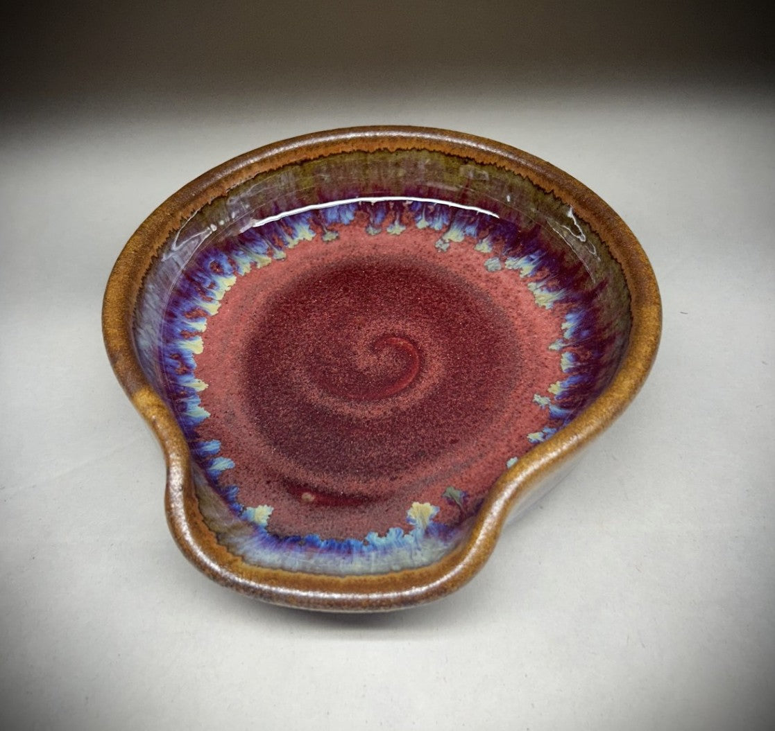 Pottery Spoon Rest - Copper Red Glaze